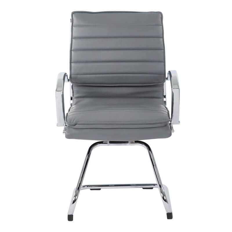 Guest Professional Faux Leather Chair with Chrome Sled Base and Removable Sleeves