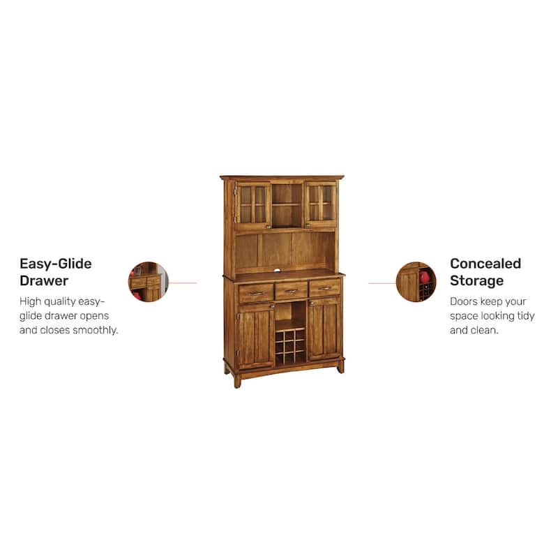 Homestyles Buffet Of Buffets Brown Wood Buffet with Hutch - 44" x 17" x 72"