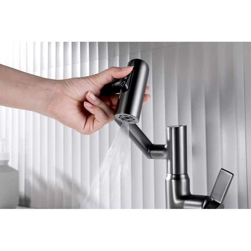 Lefton Rotatable Bathroom Faucet with Temperature Display in Fahrenheit (Batteries-Free), BF2204