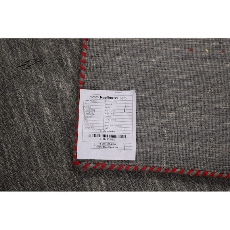 Tribal Gray Gabbeh Oriental Area Rug Hand-Knotted Wool Carpet - 8'1"x 9'10"
