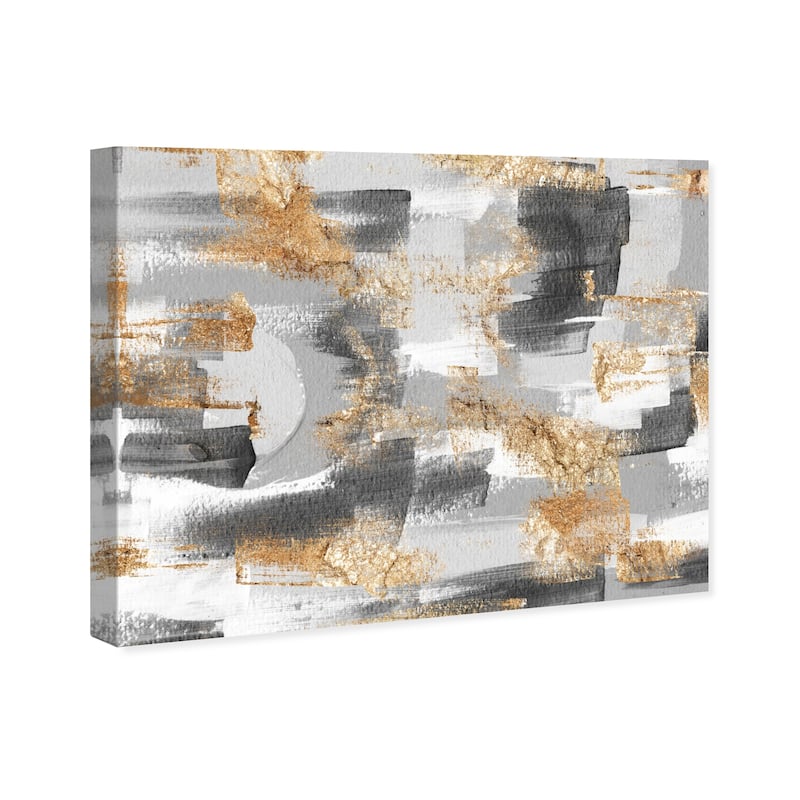 Wynwood Studio Canvas Abstract Gray and Gold Horizon Gray and Metallic Gold Modern & Contemporary Wall Art Canvas Print