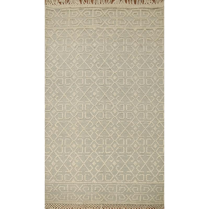 Hand Knotted Oriental 100% Wool Carpet Modern Geometric Greys & Charcoal Modern Gotti Design Area Rug - 8' 1'' X 5' 2''