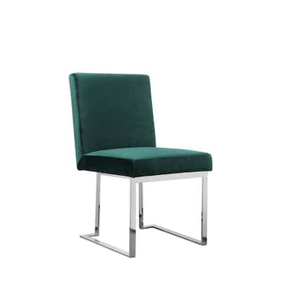 Chrome/Green Velvet Upholstered Metal Frame Dining Chair, Set of 2, Sturdy Dining Chair for Dining Rooms - 22.75