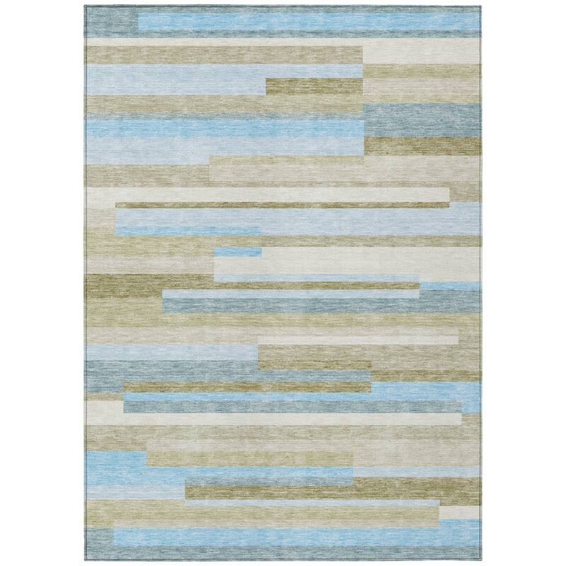 HomeRoots Striped Transitional Rectangle Outdoor Rug