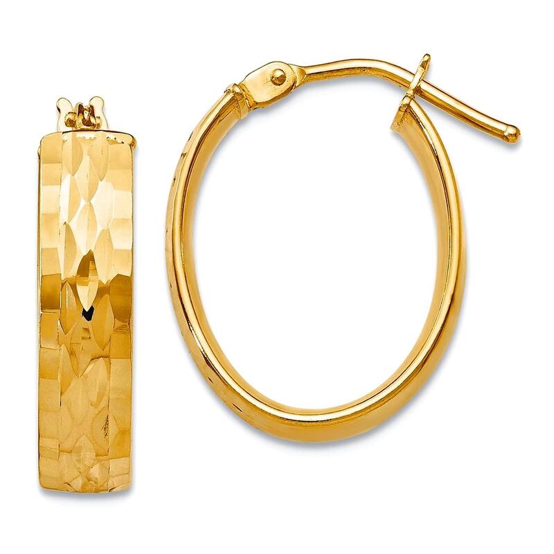 Curata 10k Yellow or White Gold 21x10mm Heavy Diamond Cut Wide Oval Hinged Hoop Earrings - Yellow Gold