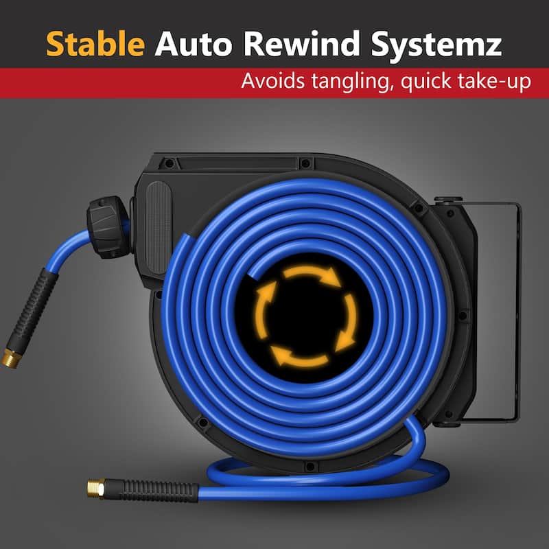 Commercial-Grade Steel Air Tool Hose Reel with Auto-Rewind – Heavy-Duty Tangle-Free Hose Management