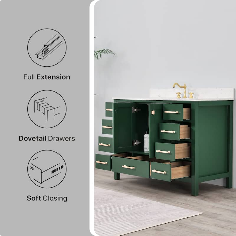OpalithD 48 in. Bathroom Vanity with Sink, Wood Bath Cabinet with Top