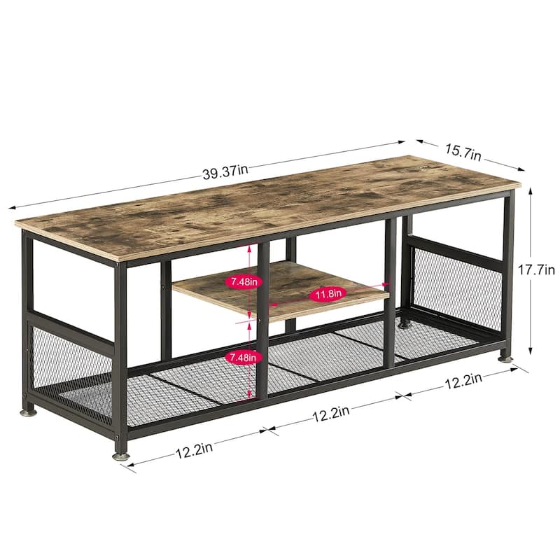 Javlergo TV Stand Industrial Entertainment Center Media Console Table with Storage and Mesh Shelf for Living Room/Bedroom, Grey
