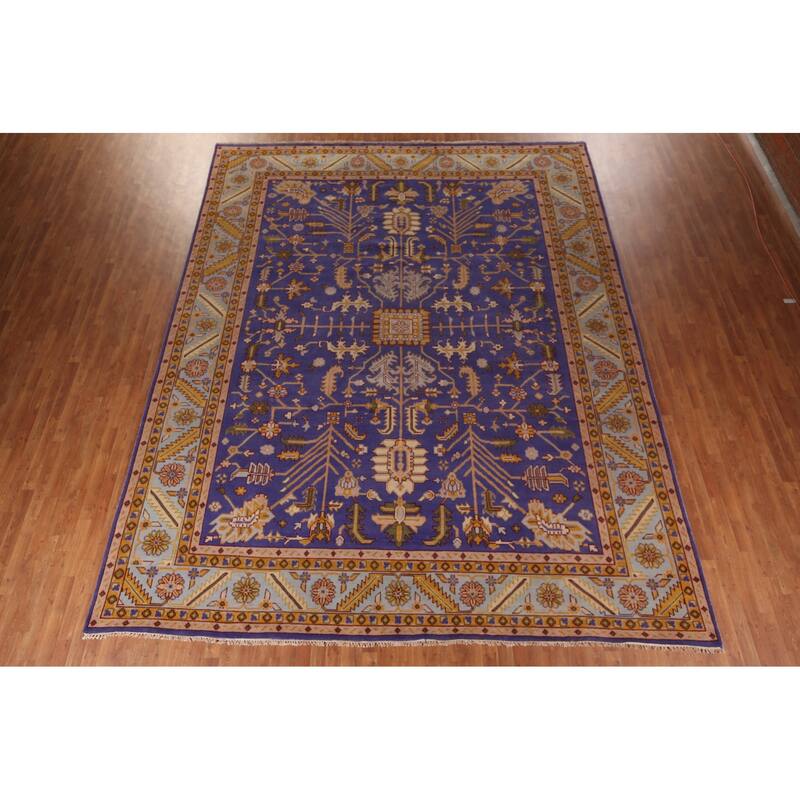 Purple Oushak Large Indian Area Rug Handmade Wool Carpet - 11'9"x 14'8"