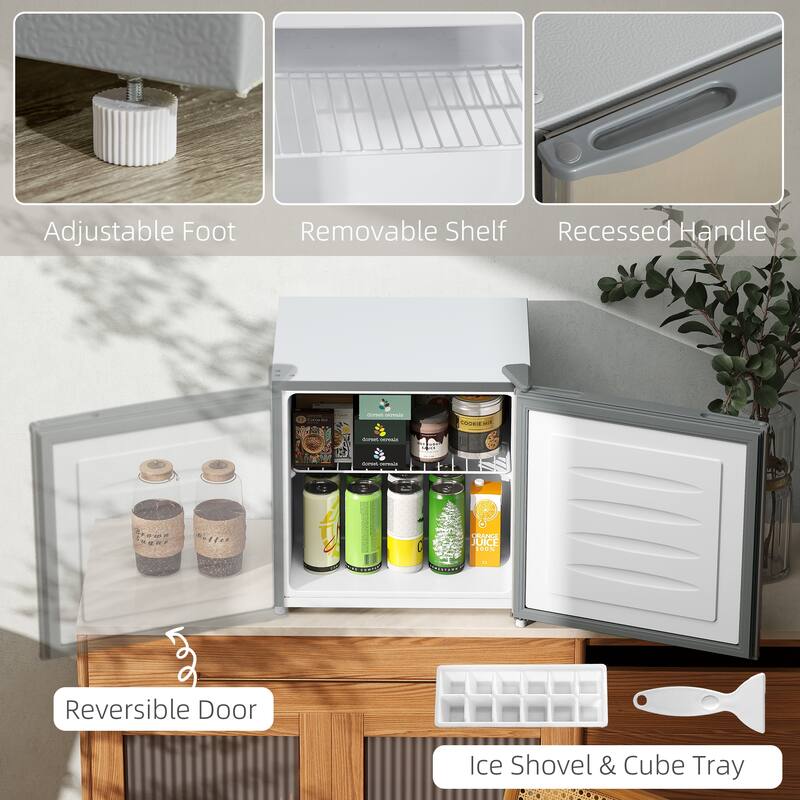 HOMCOM Mini Freezer Countertop, 1.1 Cu.Ft Compact Upright Freezer with Removable Shelves, Reversible Door for Home