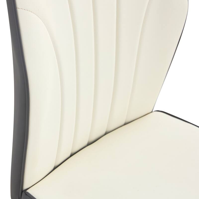 Roomfitters PU Dining Chairs with Patterned Backrest and Black Metal Legs, Upholstered Modern Set of 8 for Dining
