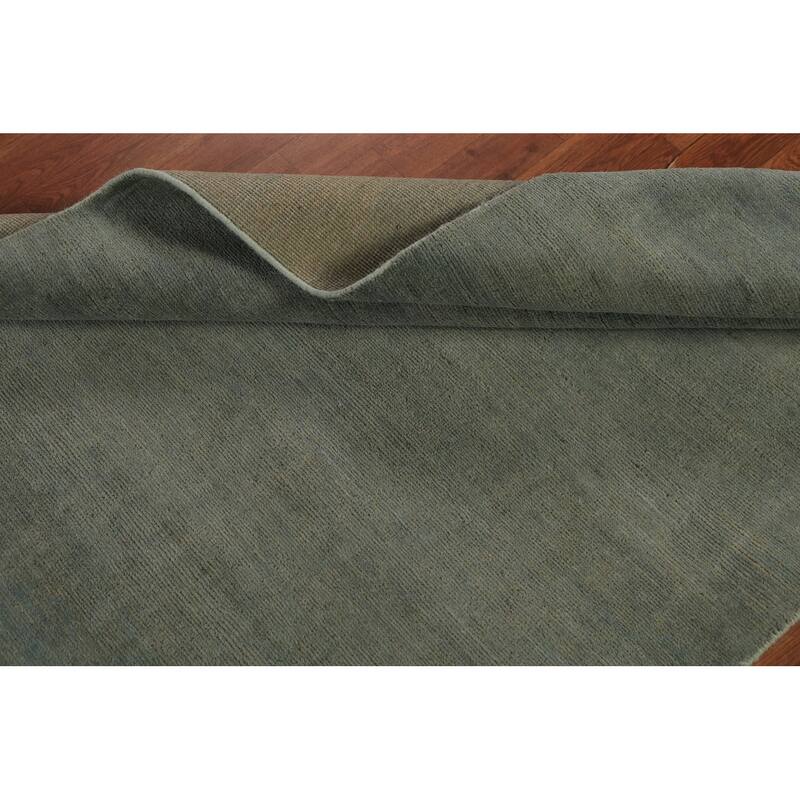 Gabbeh Modern Rug Hand-Knotted Green Wool Carpet - 4'0" x 5'10"