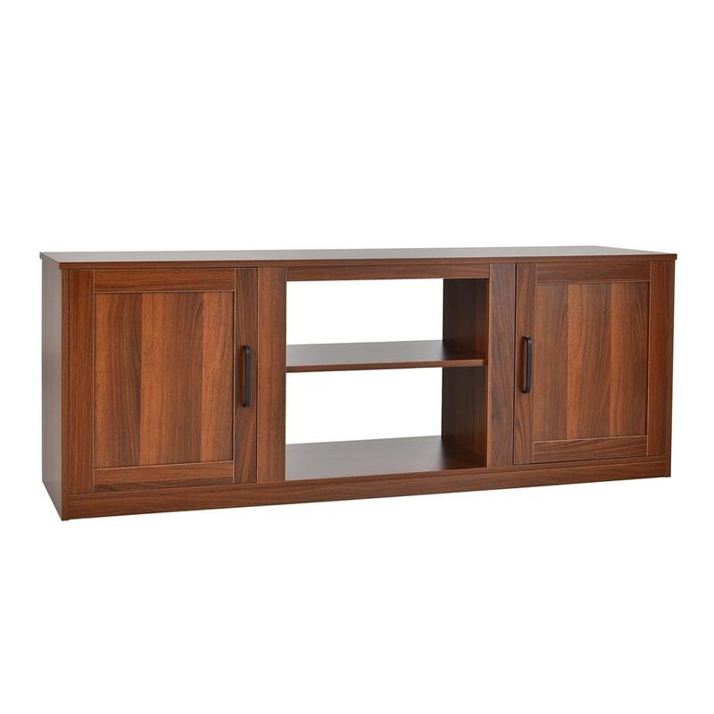 TV Stand 58" Console Center W/ 2 Cabinets for 65" TV Walnut - 58 inches