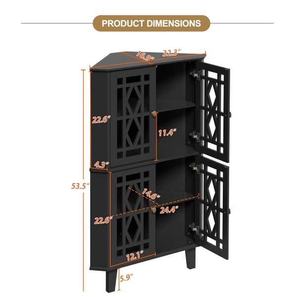 dimension image slide 0 of 5, Corner Sideboard Cabinet Free-Standing Corner Storage Organizer