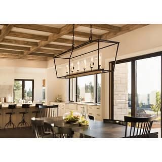 6 Light Kitchen Island Pendant Light Large Linear Lantern Chandelier