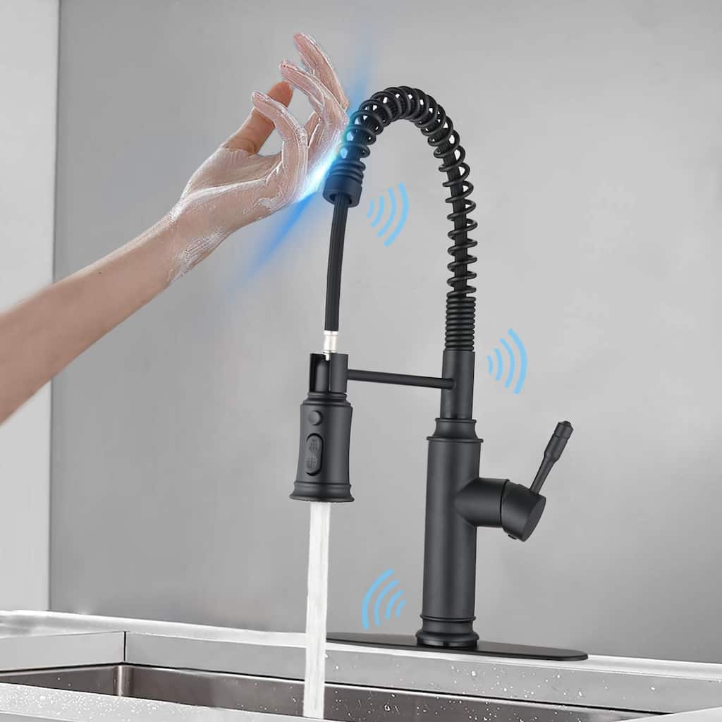 Matte Black Pull Down Touch Kitchen Faucet with Two Spray Modes