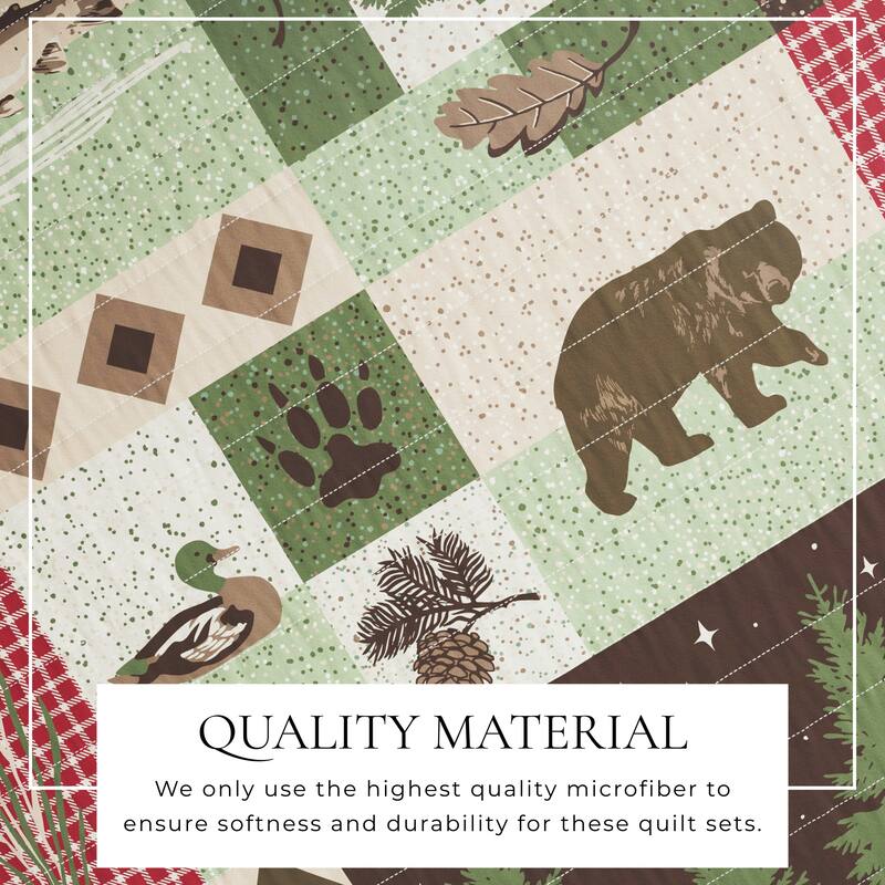 Premium Wildlife Patchwork Microfiber Quilt Set With Shams