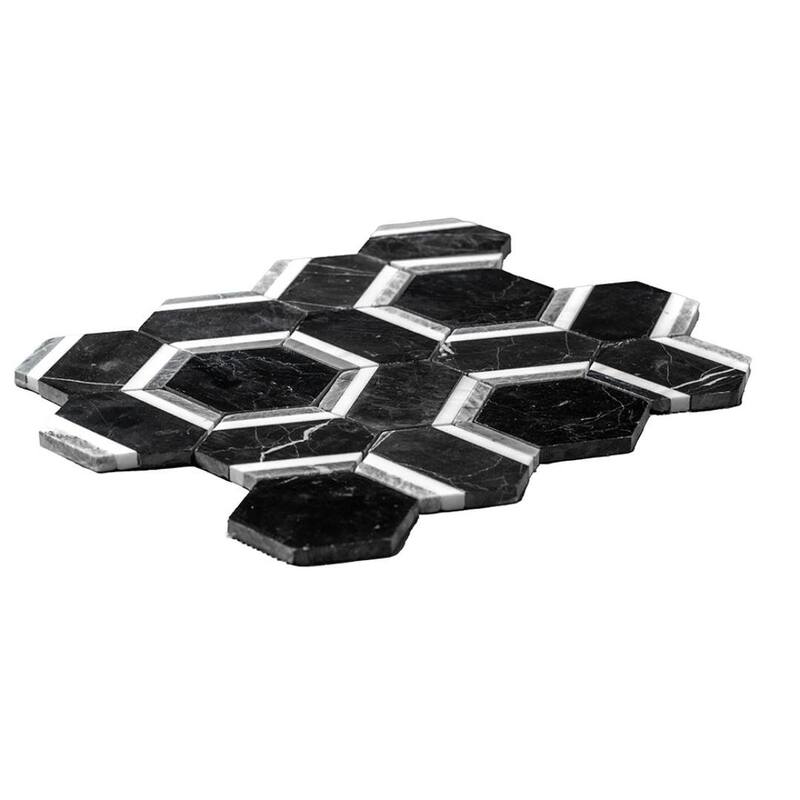The Tile Life Pelta Orb 13x11 Hexagon Marble Floor, Wall & Backsplash Tile