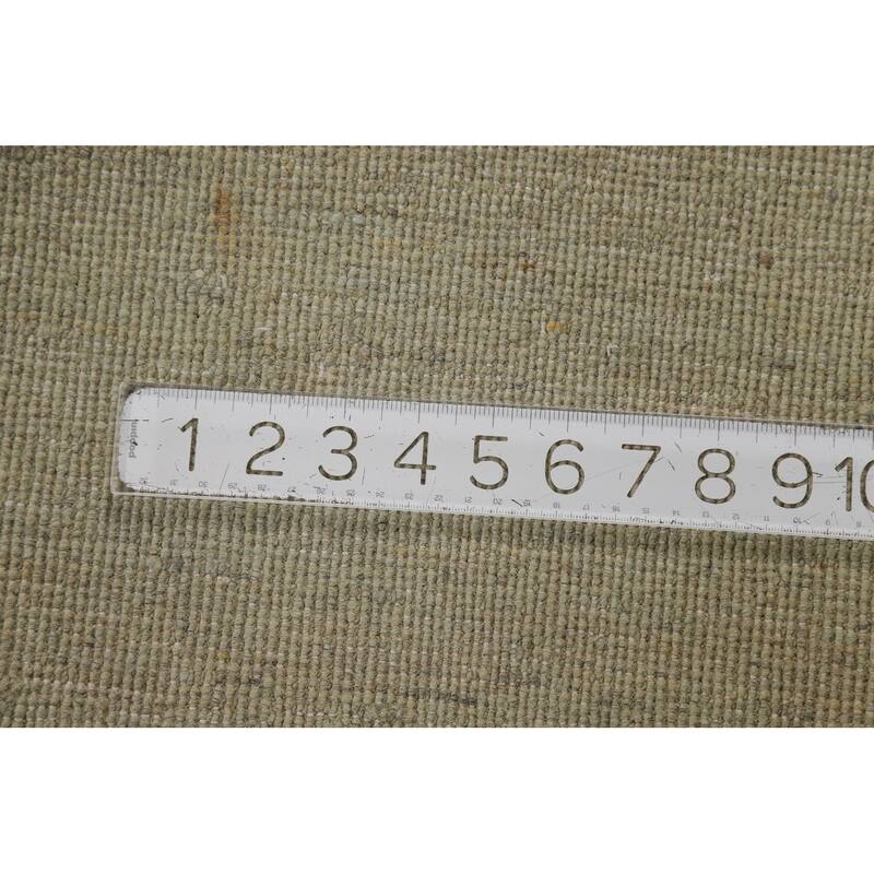 Hand Knotted Oriental 100% Wool Carpet Modern Modern Green Gabbeh Runner Rug - 9' 4'' X 2' 7''