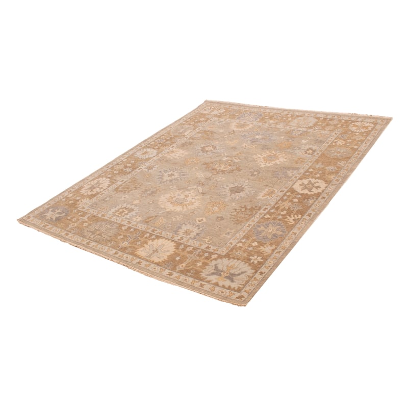 ECARPETGALLERY Hand-knotted Oushak Light Grey Wool Rug - 8'1 x 9'11