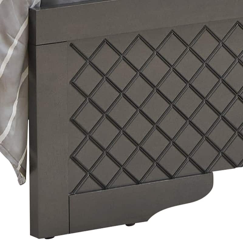 Twin Size Wood Platform Bed with LED Headboard and Jeweled Tufted Upholstery
