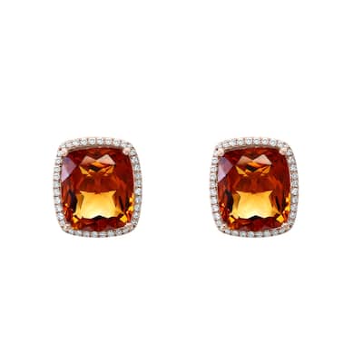 EFFY 14K Rose Gold Diamond Madera Citrine Stud Earrings