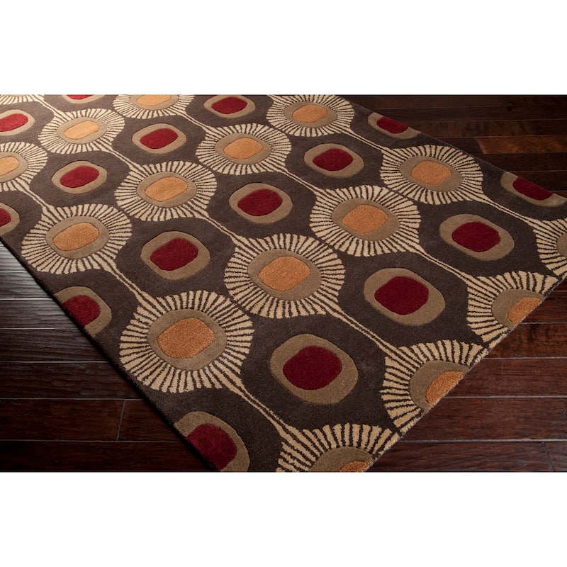 Hand-tufted Bastogne Espresso Moroccan Tile Wool Area Rug - 5' x 8'