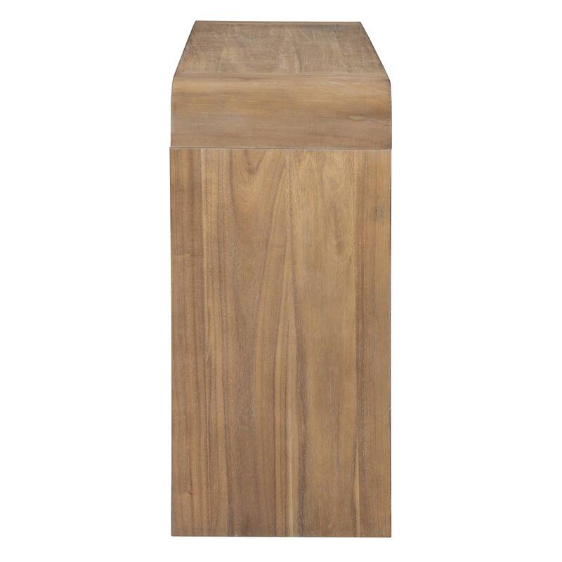 Rustic Console Table with Fluted Drawer Front, Entryway Table with Curved Corners & Thick Legs, Sturdy Sofa Table for Hallway