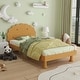 preview thumbnail 4 of 16, Walnut Wood Frame Twin Platform Bed with Cookie-Shaped