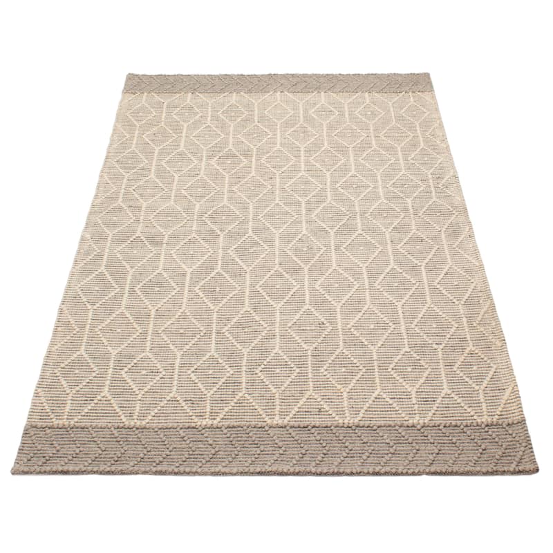 ECARPETGALLERY Braid weave Sienna Cream Wool Rug - 5'2 x 8'2