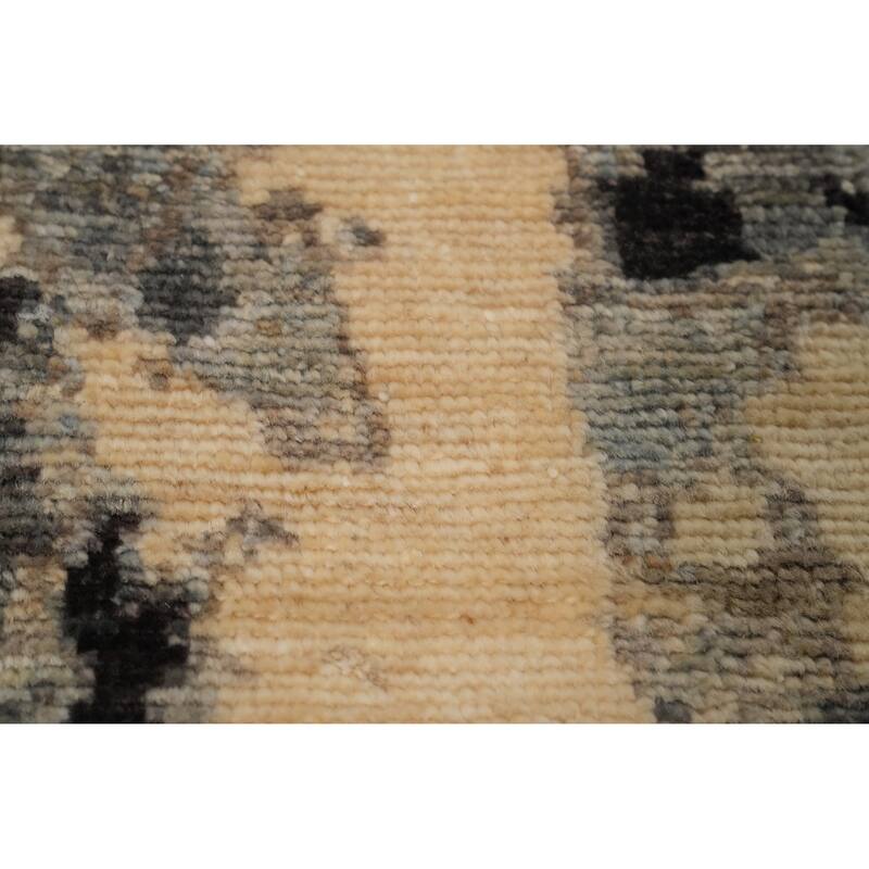 Hand Knotted Oriental 100% Wool Carpet Modern Abstract Greys & Charcoal Modern Area Rug - 4' 7'' X 2' 10''