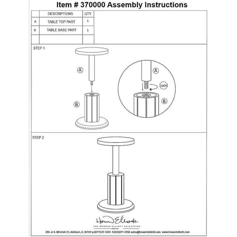 Lillian Drink Table - 22H x 12D x 12W