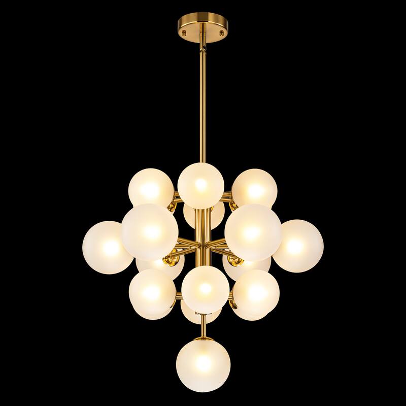 4-Tiered Modern Glam 19-Light Sputnik Cluster Frosted Glass Globe Bubble Chandelier