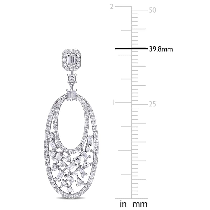 Miadora 1 1/2ct TDW Diamond Dangle Drop Earrings in 14k White Gold