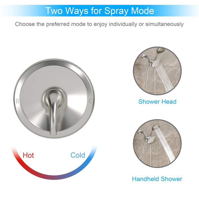 Lordear 5-Setting Shower System: High Pressure Rain Showerhead and Dual 2-in-1 Faucet with Valve