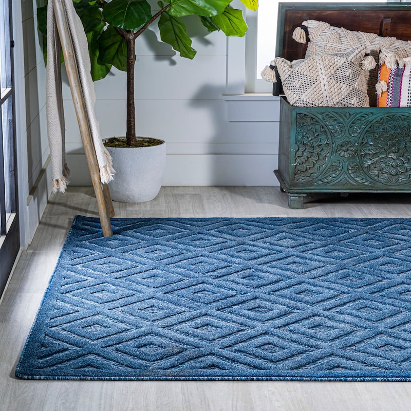 JONATHAN Y Ankara Neutral Diamond Trellis Indoor/Outdoor Area Rug