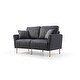 preview thumbnail 39 of 51, 2 Piece Living Room Sofa Set, Velvet Upholstered, Solid Manufactured Frame, Reversible Cushions, Metal Feet, Flared Armrests