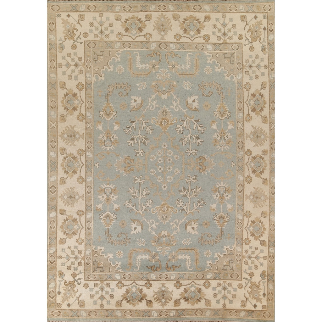 Earth Tone Oushak Indian Area Rug Handmade Wool Carpet - 9'3"x 11'10"