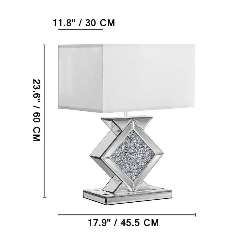 23.6"H Table Lamp With Crystal Mirrored Glass Base