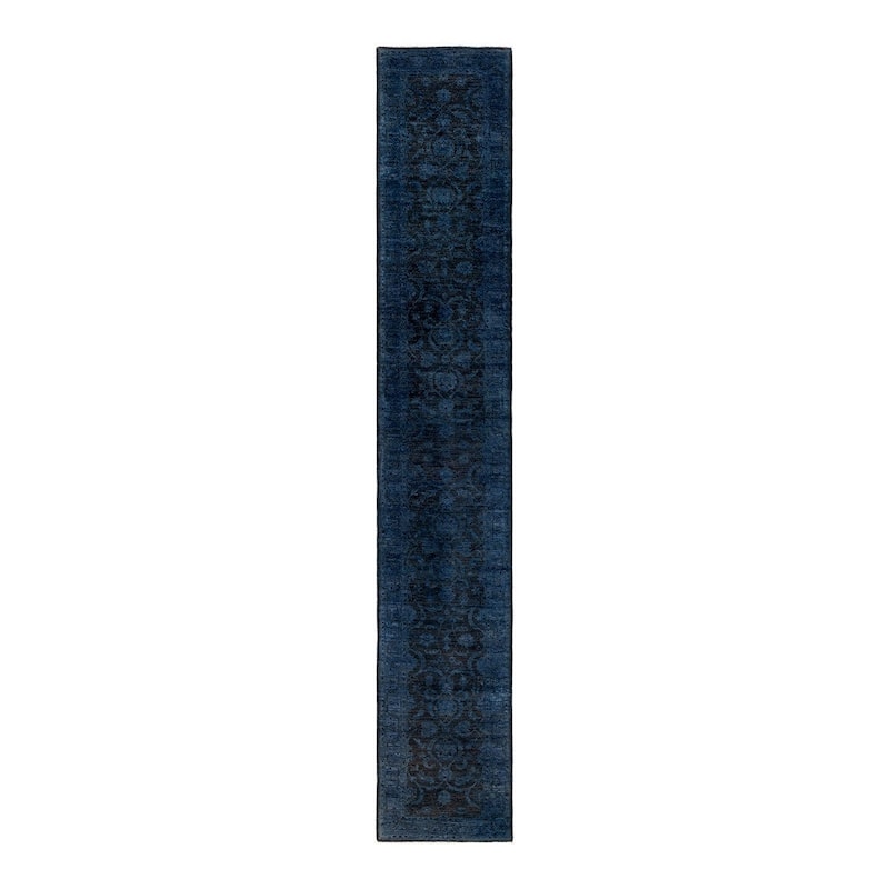 Overton Hand Knotted Wool Vintage Inspired Modern Contemporary Overdyed Brown Runner Rug - 2' 6" x 15' 10"