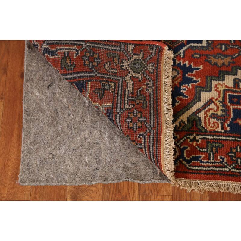 Geometric Heriz Serapi Runner Rug Hand-Knotted Traditional Wool Carpet - 2'6" x 7'10"