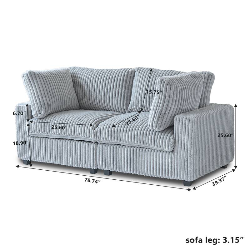 78.74" Modular Sectional Couches, Plush Deep Seat Sleeper Sofa with Removable Covers