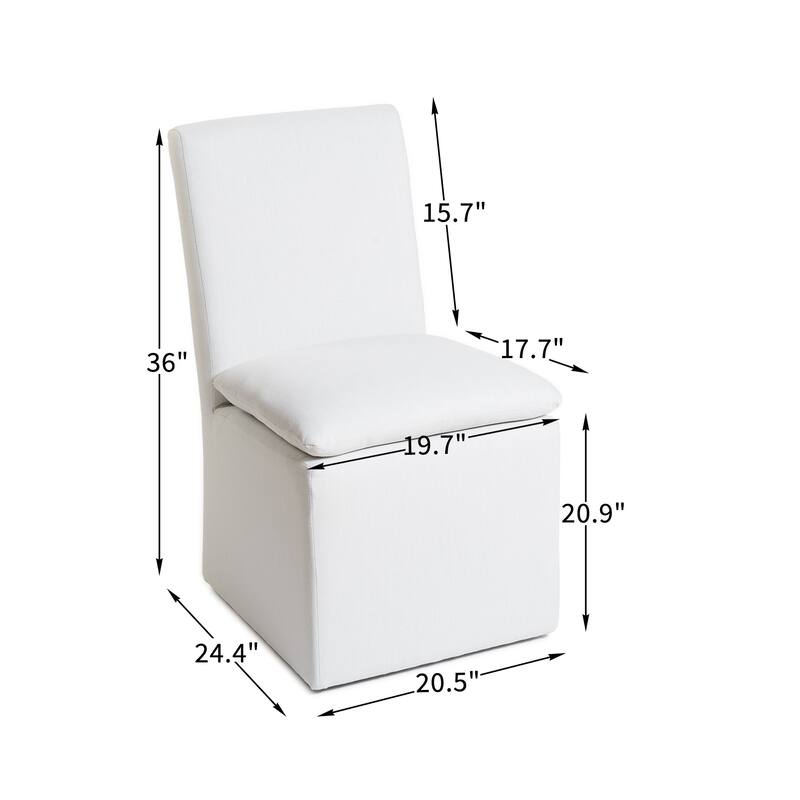 KINWELL 21"W Performance Fabric Dining Chair with Casters (Set of 4)