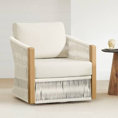 Carlos Modern Swivel Accent Chair with Handwoven Rope For Living Room