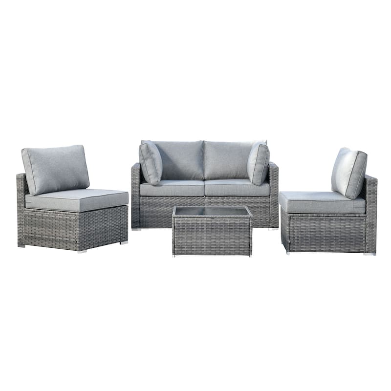 XIZZI 5-piece Outdoor Wicker Furniture Set with Table