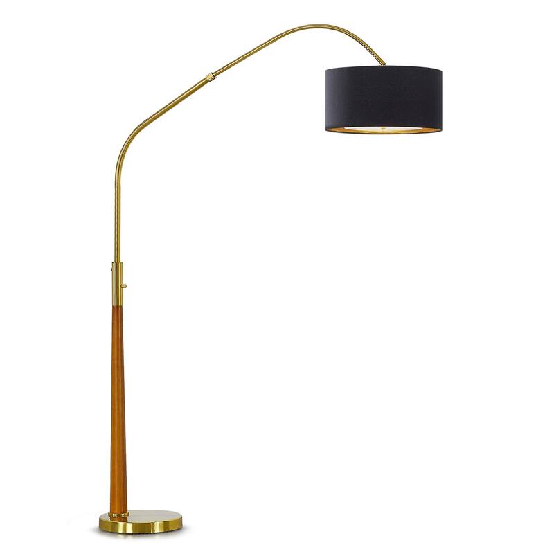 HOMEGLAM Century 81" Solid Wood Arched Floor Lamp with Dimmable LED Bulb