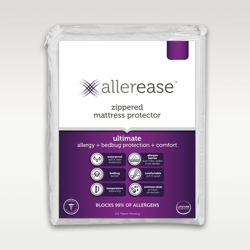 AllerEase Ultimate Temperature Balancing Zippered Mattress Protector - White