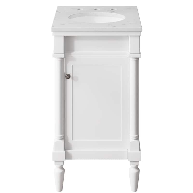 19-Inch Vintage Solid Wood Bathroom Vanity with Sink - Compact Design for Small Spaces