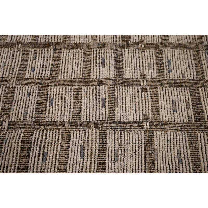 All-Over Striped Moroccan Area Rug Handmade Wool Carpet - 6'1"x 10'0"