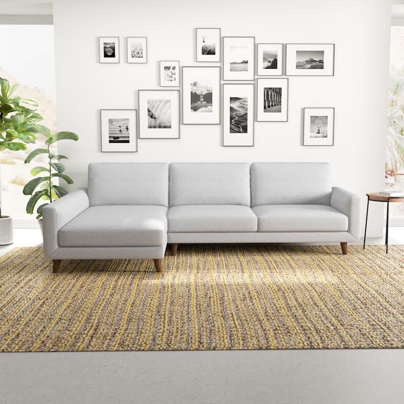 Bellisa Mid Century Modern Living Room Fabric Corner Sectional Couch